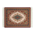tapis floral orné anti dérapant rouge blanc vert bleu noir tissu caoutchouc