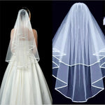 voile mariée deux couches blanche classique élégante tulle épaules clips transparent légèrement opaque finement