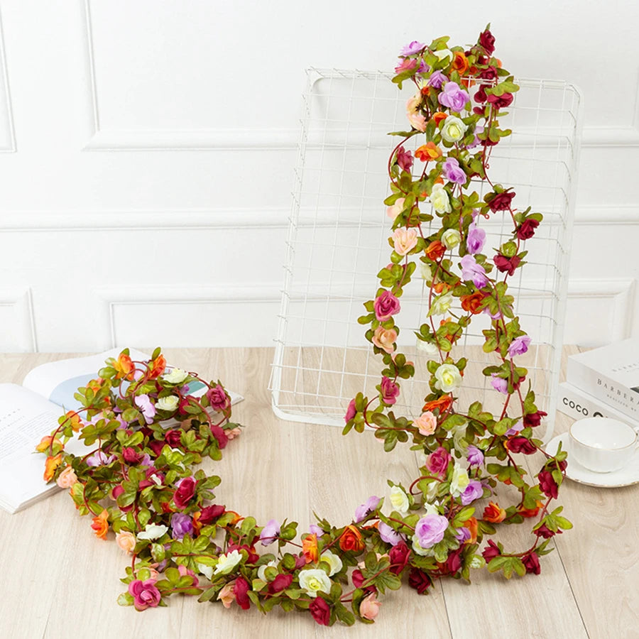 guirlande fleurs artificielles roses décoratives mariage anniversaire intérieur rouge rose blanc violet