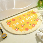 tapis bain antidérapant fleurs moderne marron clair vert bleu rose blanc