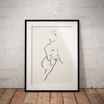 Une silhouette minimaliste et élégante d'une forme humaine représentée dans un style épuré.