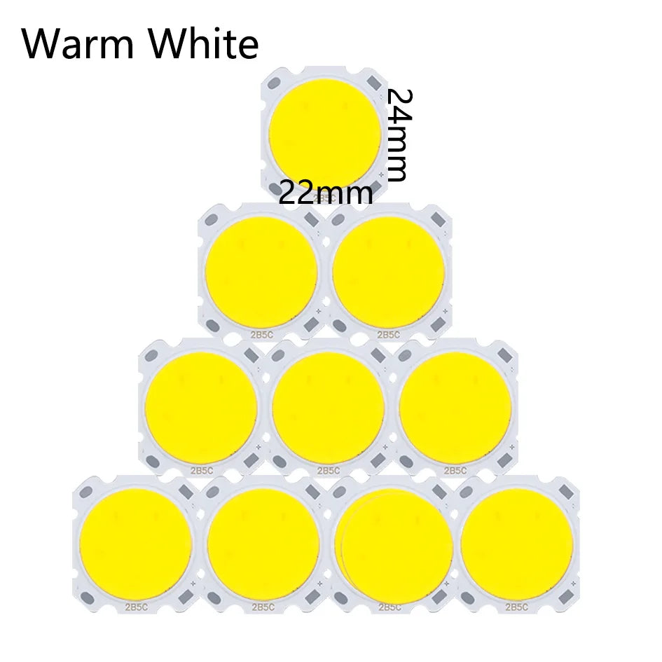 LED COB 3W 5W orange blanc jaune 22x24mm modernes puissantes