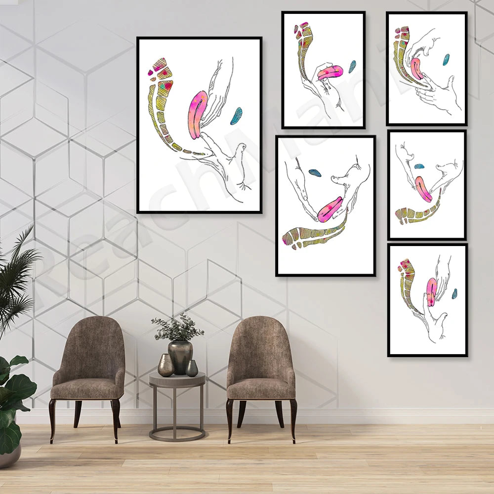 Cette galerie d'art contemporain aux motifs abstraits et colorés crée une ambiance moderne et élégante dans cet intérieur sophistiqué.