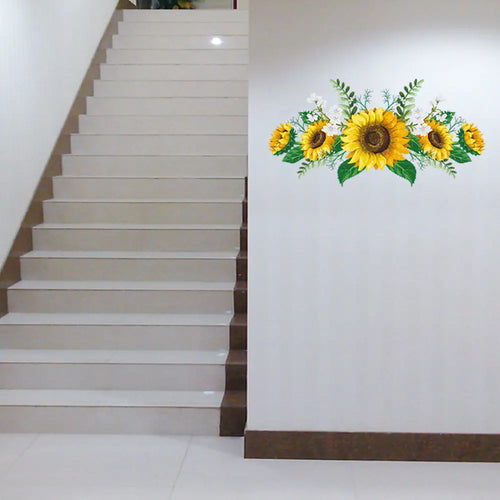 autocollant mural tournesol feuilles moderne décoration mur opaque adhésif réaliste 30x60cm salon chambre meuble