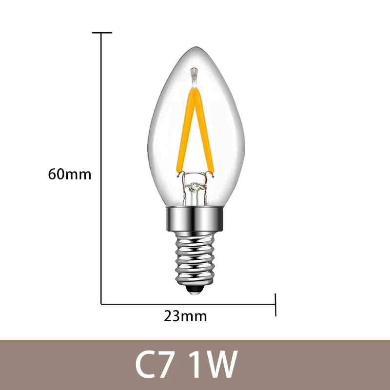 ampoules led filament dorés transparentes e12 e14 4w 6w 2700k 360° modernes 25000h