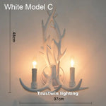 applique murale rustique blanc marron antilope branches naturelle ampoules led chambre salon