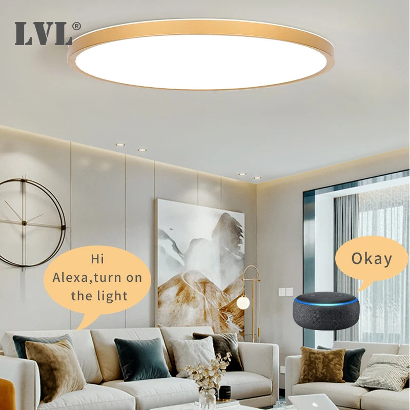 plafonnier led moderne blanc opalescent intensité variable wifi application commande vocale