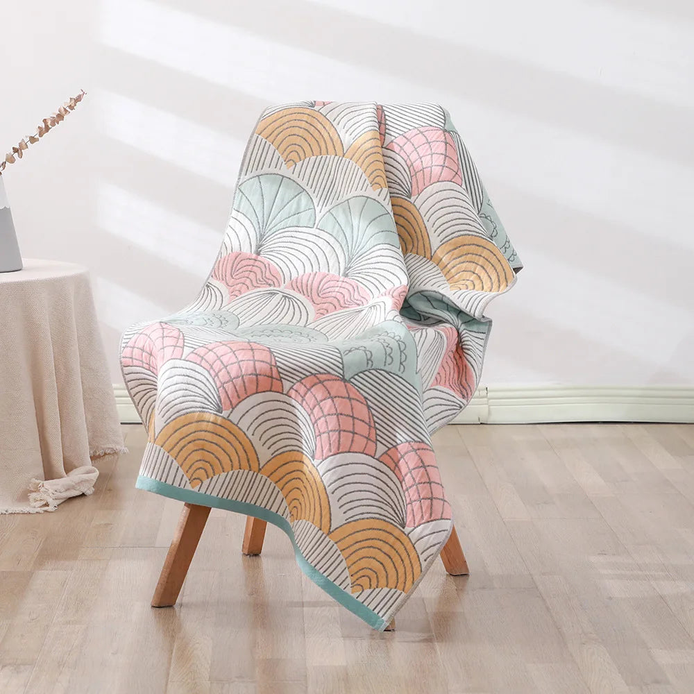 serviette bain coton bio rapide absorbant moderne motif géométrique blanc bleu orange gris