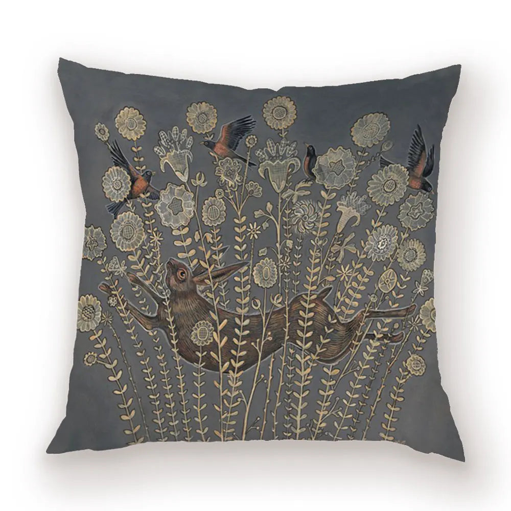 taies d'oreiller carrées fleur vintage polyester blanc décoratives
