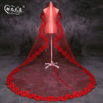 voile mariée femme rouge blanc dentelle bordure clips classique translucide adultère unique
