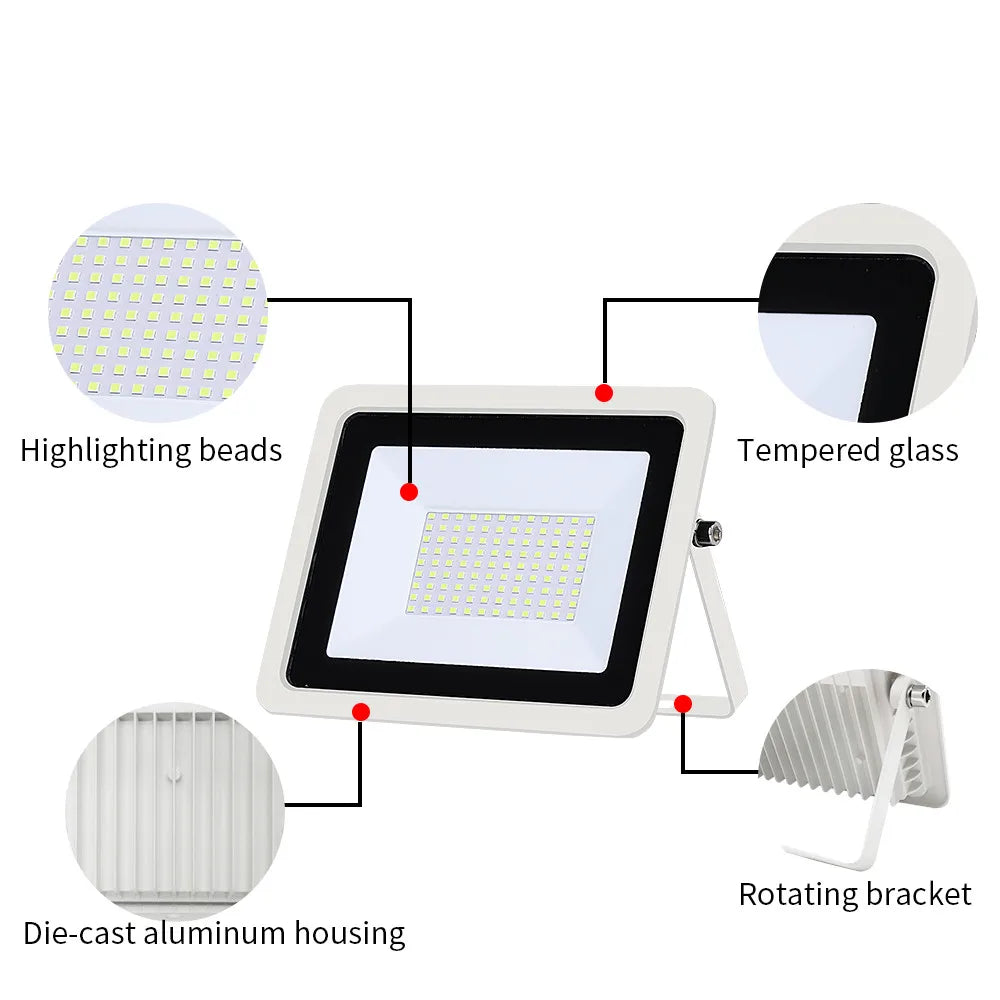 projecteur led extérieur moderne noir blanc ip68 étanche 3000k 6500k clips fixation