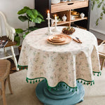 nappe ronde fleuriale tissage pompons table dextérieur mariage rustic champêtre