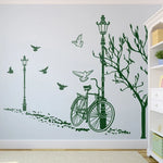 Détail du sticker mural vélo et lampadaire design urbain pour décoration intérieure