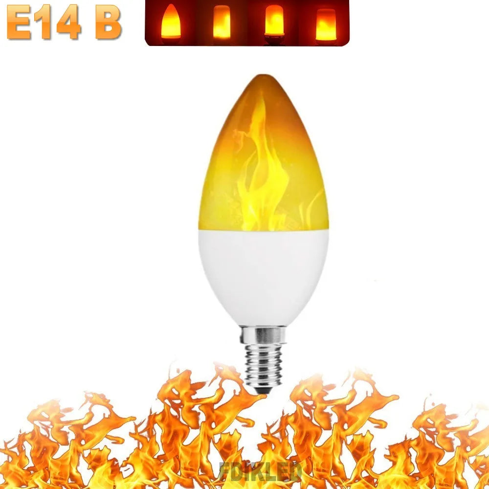 ampoule effet flamme led modes e14 e27 décoration intérieure simulant feu orange blanc