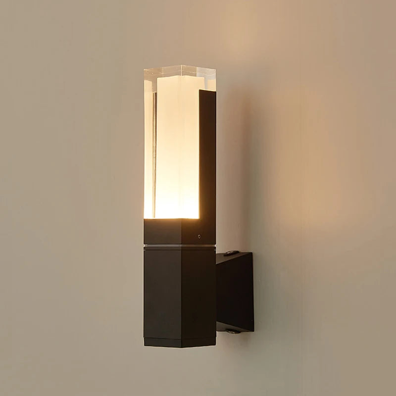 applique murale led moderne minimaliste noir transparent verre blanc chambre entrée salle bain étude