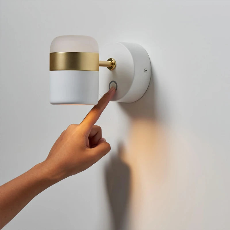 lampe murale moderne or blanc rotation chambre salon interrupteur led simple minimaliste
