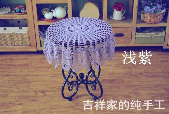 serviette table coton crocheté motif floral traditionnelle maison table manger blanc cassé