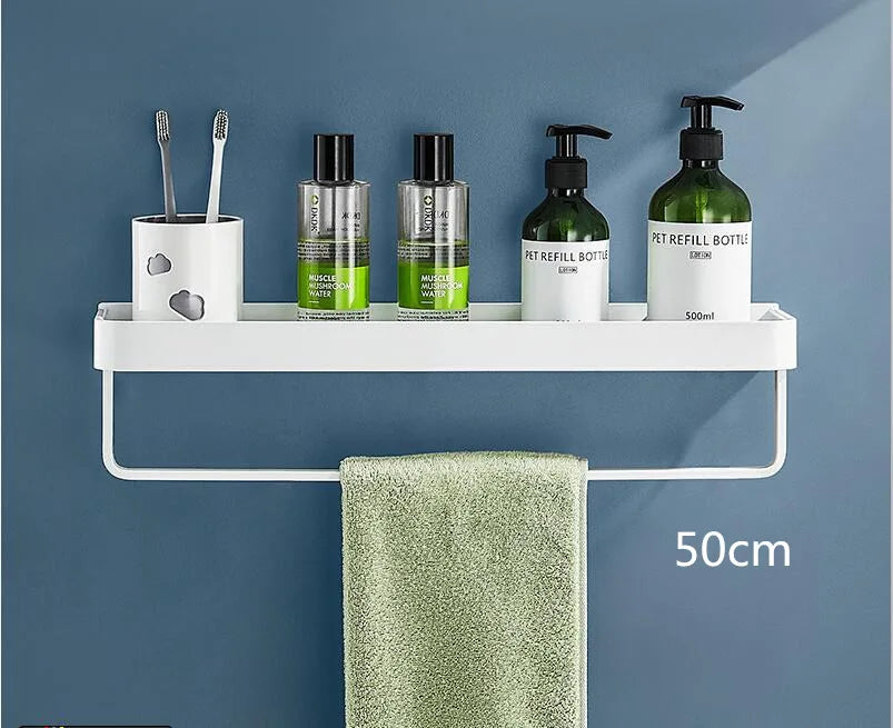 étagère murale aluminium blanc moderne minimaliste 30cm 40cm 50cm crochets fixée boulons plat lisse