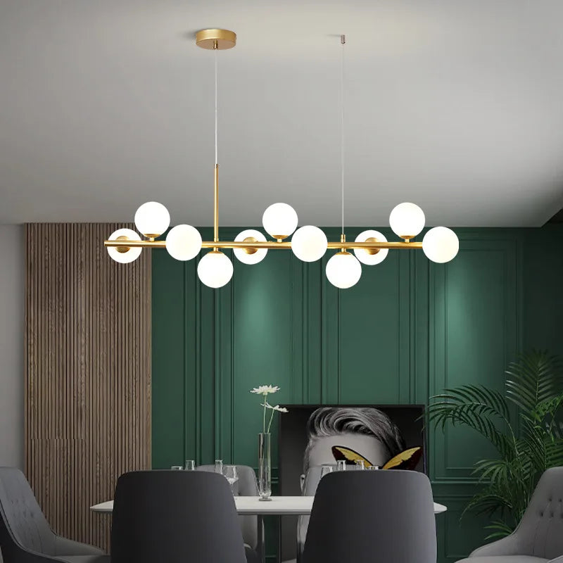 suspension luminaire moderne boules sphériques scandinave salon cuisine chambre salon blanc or
