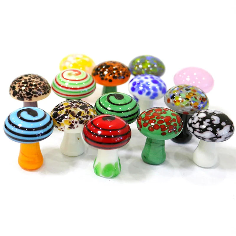 ornements décoration verre boutons champignon multicolores motifs différents maison noël anniversaire