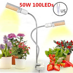 lampe led plante 45w 50w 60w double tete spectre complet moderne flexible e27 clip