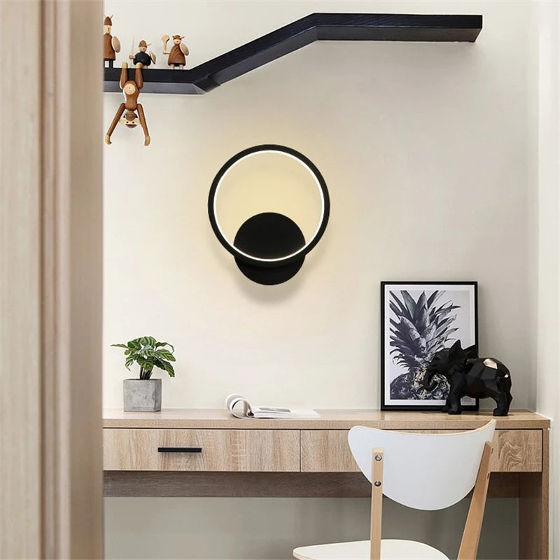 applique murale contemporaine minimaliste noir blanc élégante fixée mur lumière led flux lumineuxmodifiable