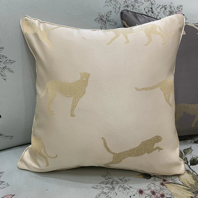 coussin léopard moderne gris décoratif maison lit carré polyester 45x45cm
