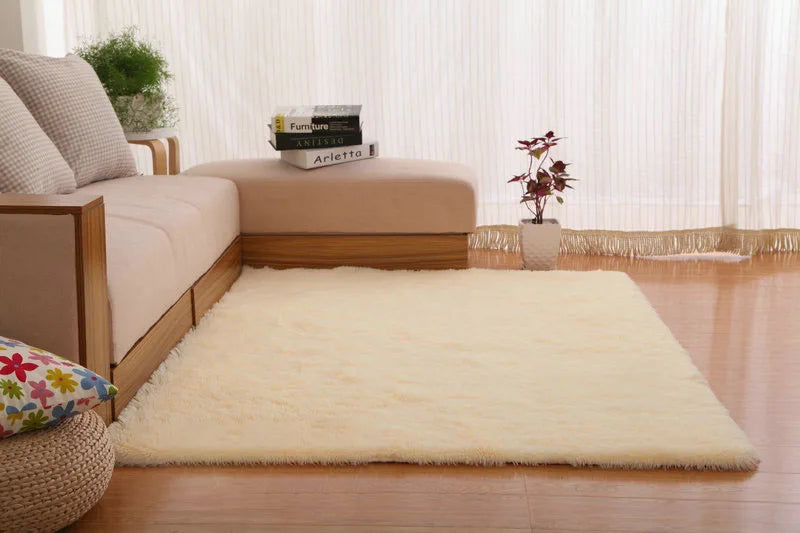 tapis moderne doux uni beige clair rose pâle bleu clair bordure fleurs noires 160cm