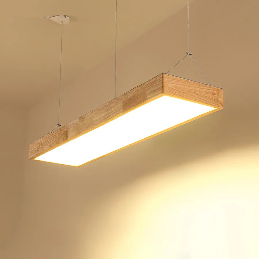 Suspension lumineuse moderne bois clair strié minimaliste opaque chambre salon