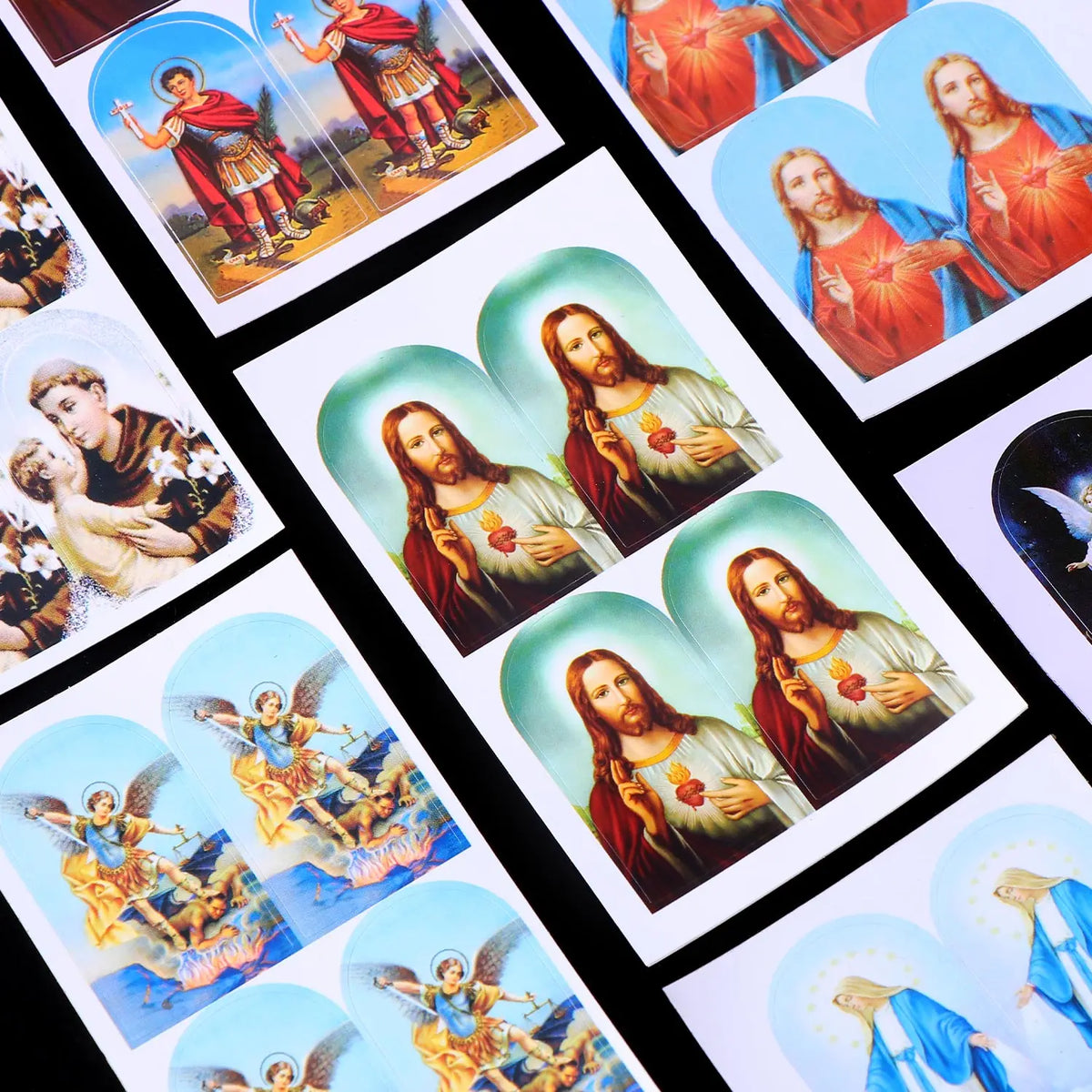 autocollants religieux saints anges bleu rouge blanc doré noir adhésifs décoration église craft stickers