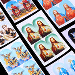 autocollants religieux saints anges bleu rouge blanc doré noir adhésifs décoration église craft stickers