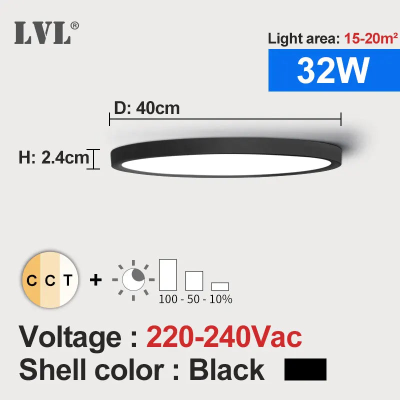 plafonnier led blanc moderne 24w 1080lm 10 15m² facile interrupteur mural