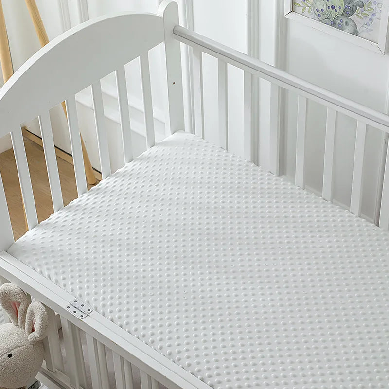 drap housse bébé gris bleu rose jaune motif points polyester coton quatre saisons douillet