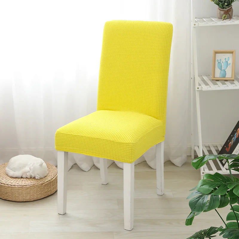housse chaise marron noir bleu rose verte gris moderne spandex polyester jacquard unicolore elastic