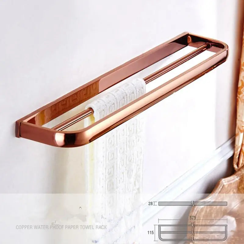 ensemble d'accessoires salle bains moderne or rose porte serviettes barres horizontales porte savon barre