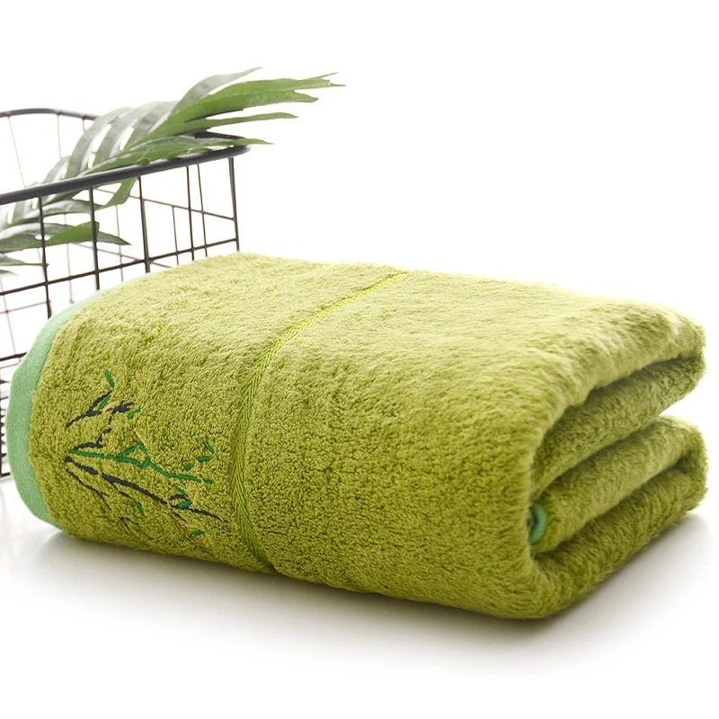 serviettes bain fibre bambou séchage rapide broderie classique rose blanc violet vert