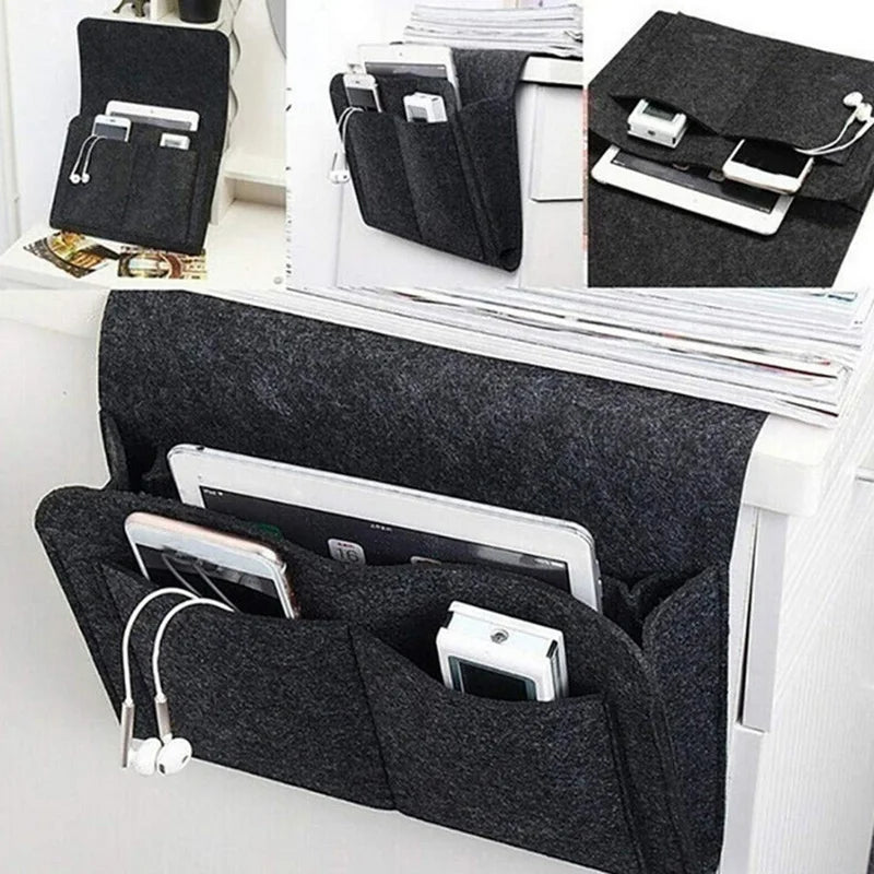 sac rangement gris moderne poche tablette smartphone écouteurs fruits pliable respectueux environnement multifonctionnel salon
