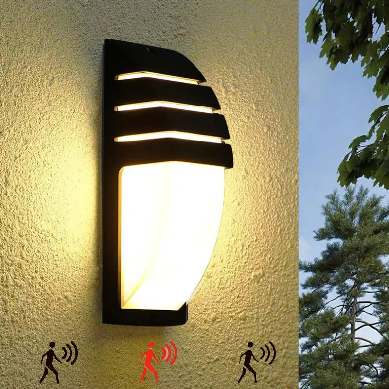 lampe murale led extérieure détecteur mouvement radar moderne noir blanc 15w