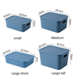 boîtes rangement modernes bleu orange jaune matériau plastique respectueux environnement treillis couvercle petite moyenne