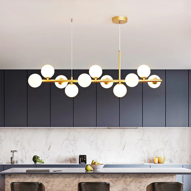 suspension luminaire moderne boules sphériques scandinave salon cuisine chambre salon blanc or