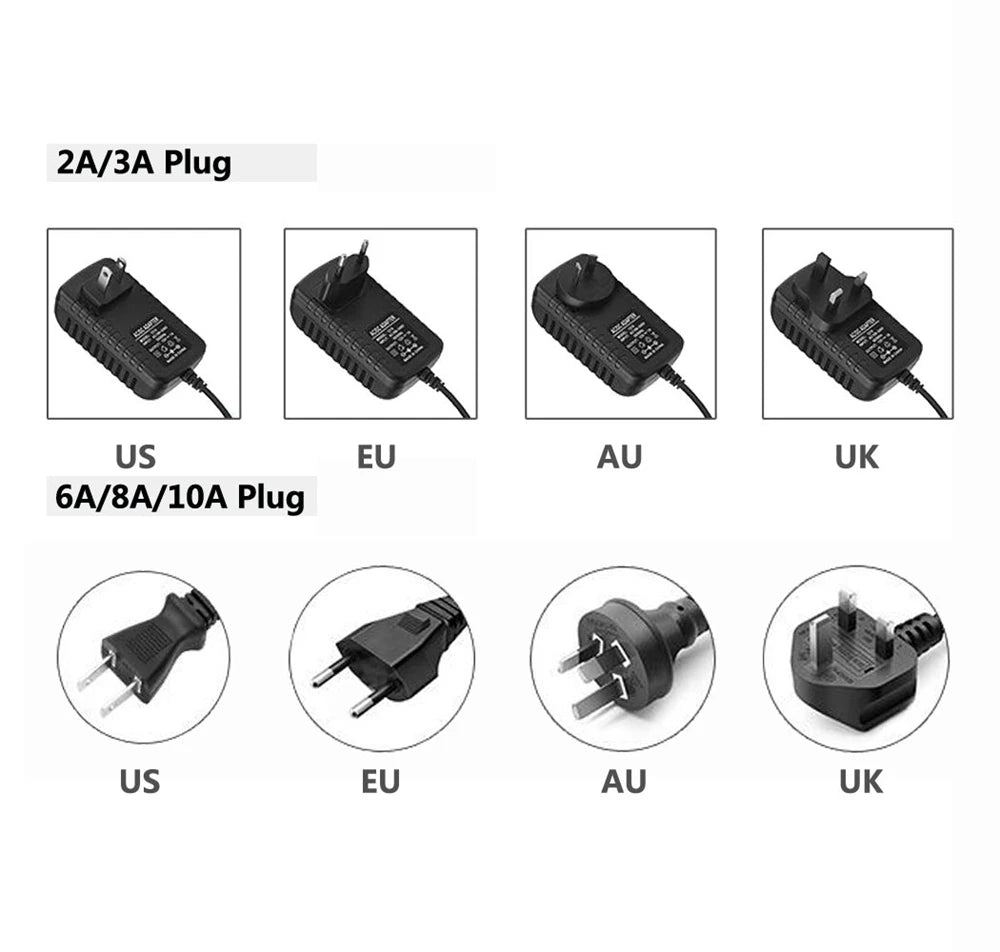 adaptateur secteur ac/dc 5v 2a 3a 6a 8a 10a plug us eu uk led