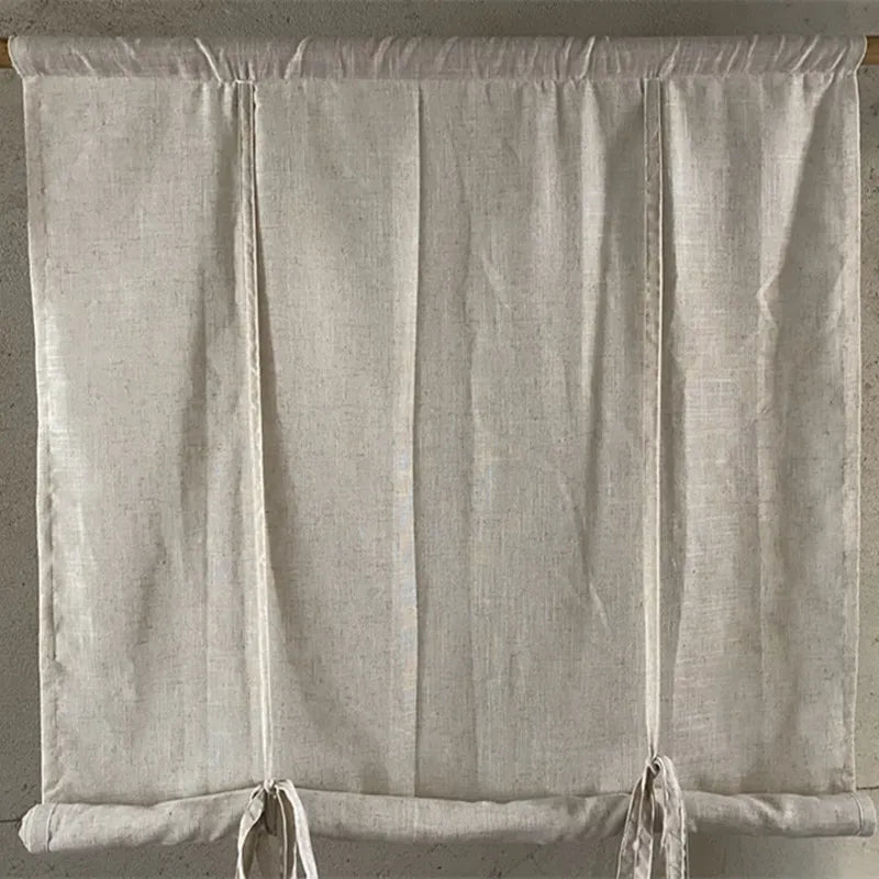 rideau rouleau beige clair coton lin opacité classique fenêtre salon maison
