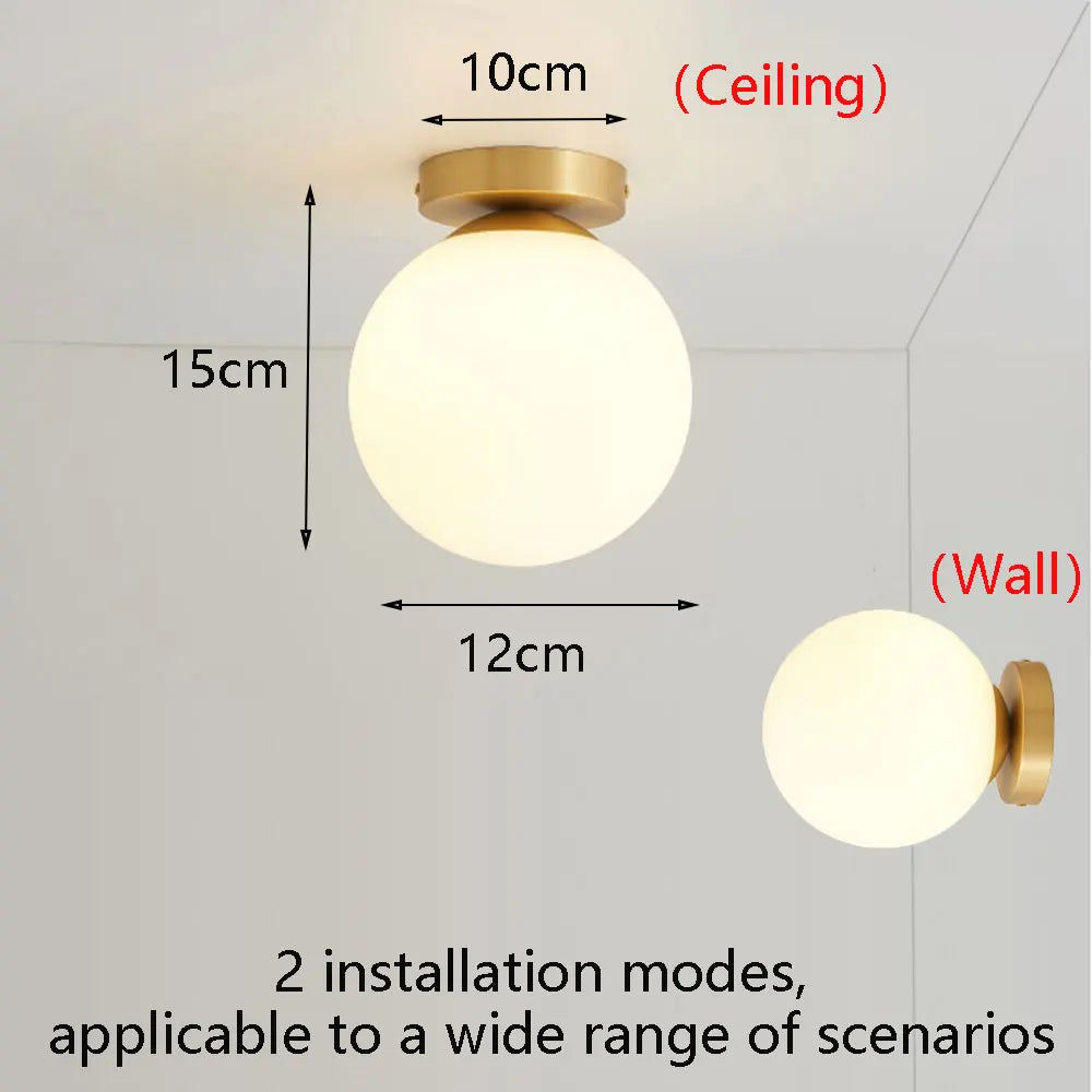 lampe murale moderne or blanc sphérique fixée éclairage chambre cuisine matériau fer led
