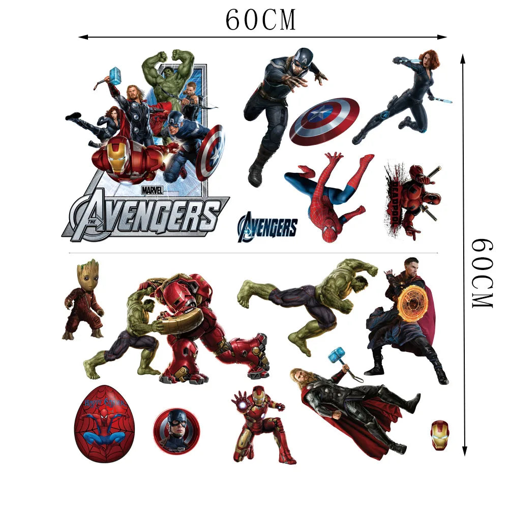 sticker mural super héros avengers personnages floral pop art moderne chambre salon