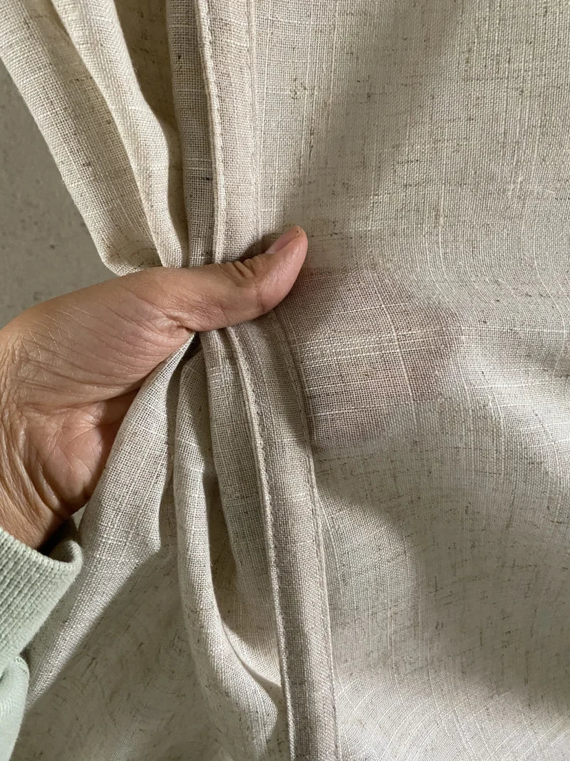 rideau rouleau beige clair coton lin opacité classique fenêtre salon maison