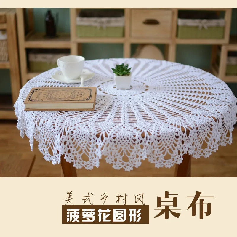 serviette table coton crocheté motif floral traditionnelle maison table manger blanc cassé