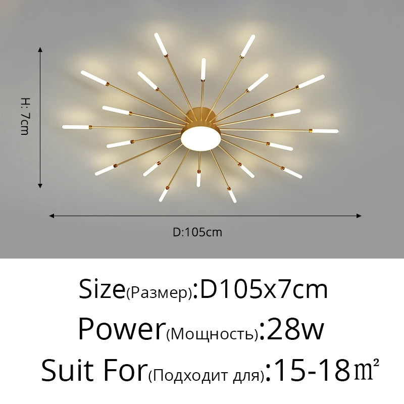 plafonnier moderne or noir lumineux acier alimentation électrique flux lumineux élevé chambre salon