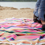 serviette plage multicolore rayures horizontales boho chic grande couverture pique nique voyage maison