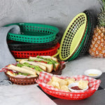 paniers ovales plastique noir vert rouge jaune moderne grille alimentaire service restauration rapide