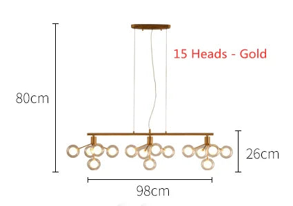 suspension lumineuse moderne or boules translucides chaînes suspendues contemporain đèn led